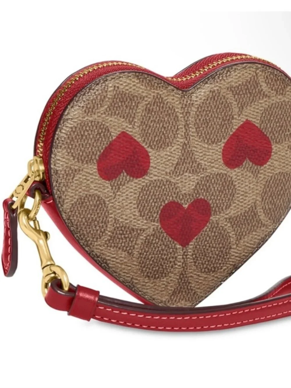 Coach Signature Heart Wristlet / Change Purse NWT